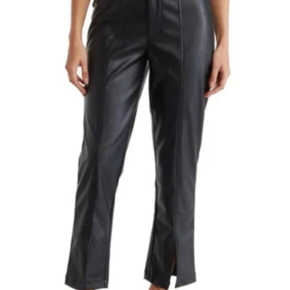 Wildfox Pants - Wildfox Faux Leather Slit Hem Straight Leg Pants, Black - Size S